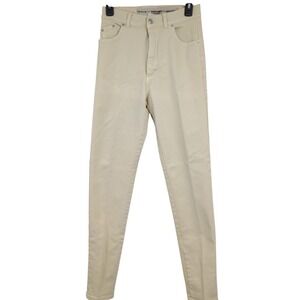 Cache Blue Light Italy High Waist Skinny Jeans Cream Off-White Denim Size 25X31